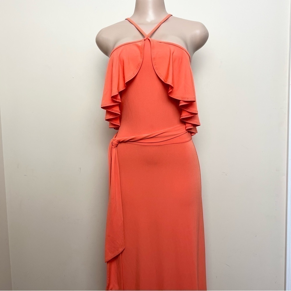 JANETTE Orange Off the Shoulder Maxi Dress